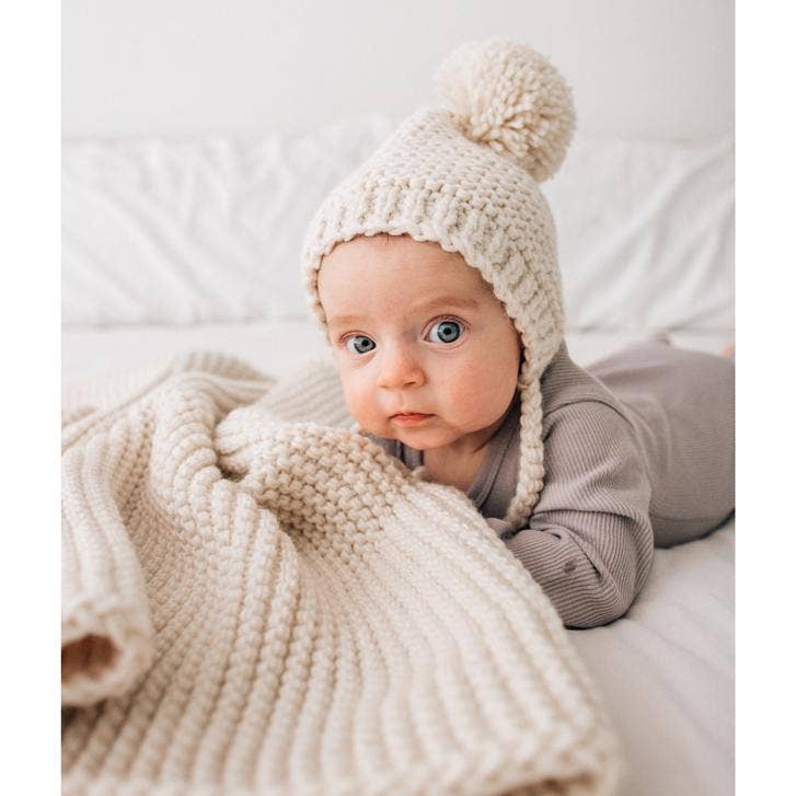 Natural Garter Garter Stitch Knit Baby Blanket - Savannah Creations