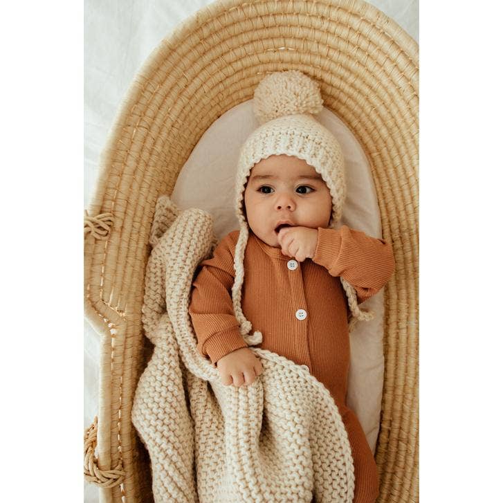 Natural Garter Garter Stitch Knit Baby Blanket - Savannah Creations