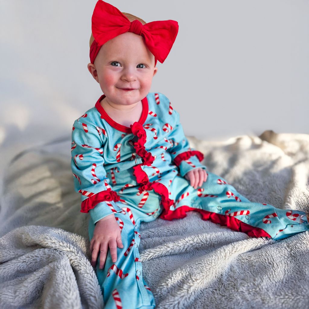 Baby Girl Candy Cane Ruffle Pajamas