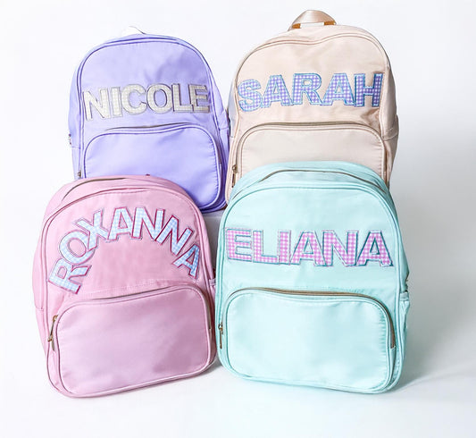 Pastel Monogrammed Backpack: Personalized Nylon Bag, Tween Gift