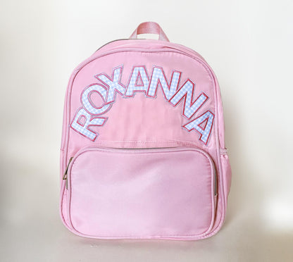 Pastel Monogrammed Backpack: Personalized Nylon Bag, Tween Gift