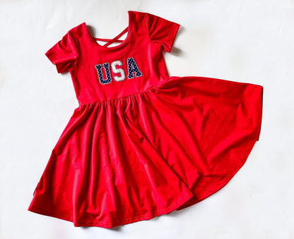 Patriotic Embroidered Girl's Dress - Made in the USA - Savannah Creations