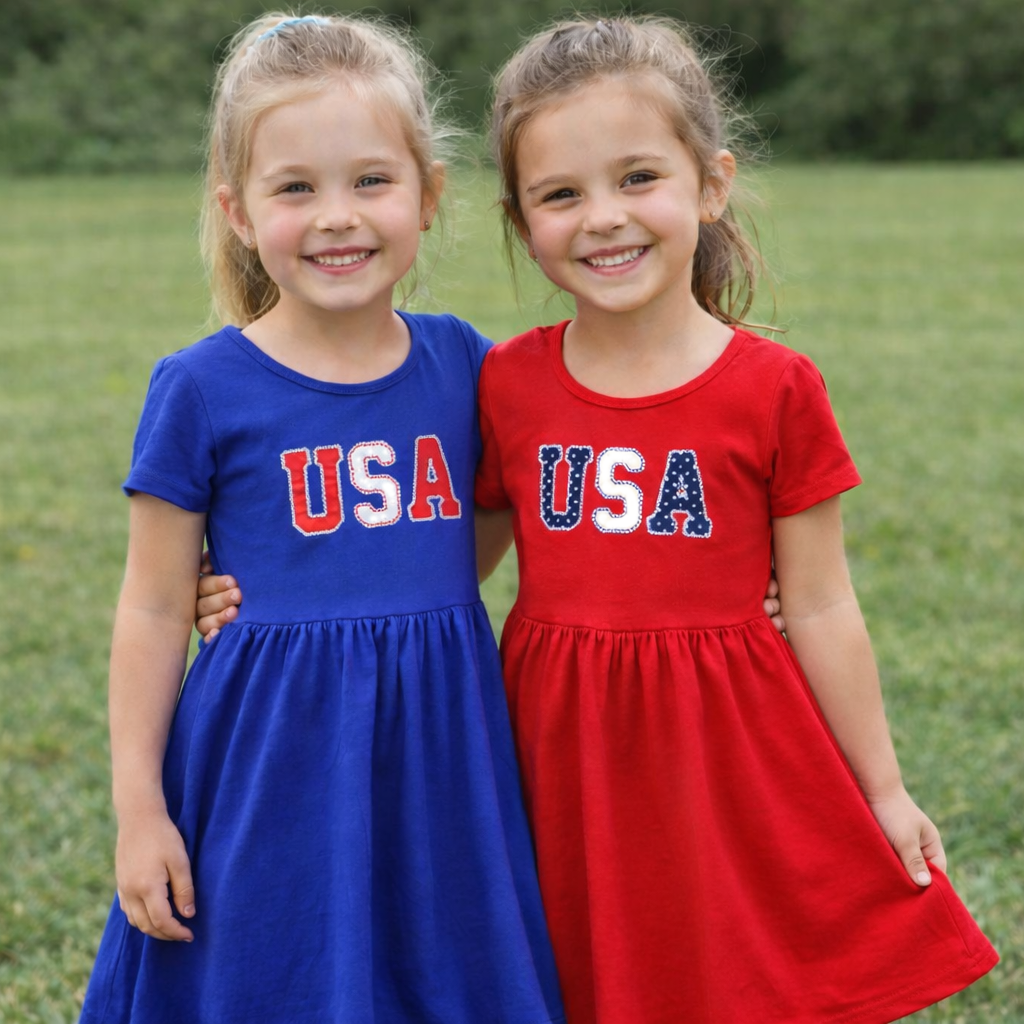 Patriotic Embroidered Girl's Dress - Made in the USA - Savannah Creations