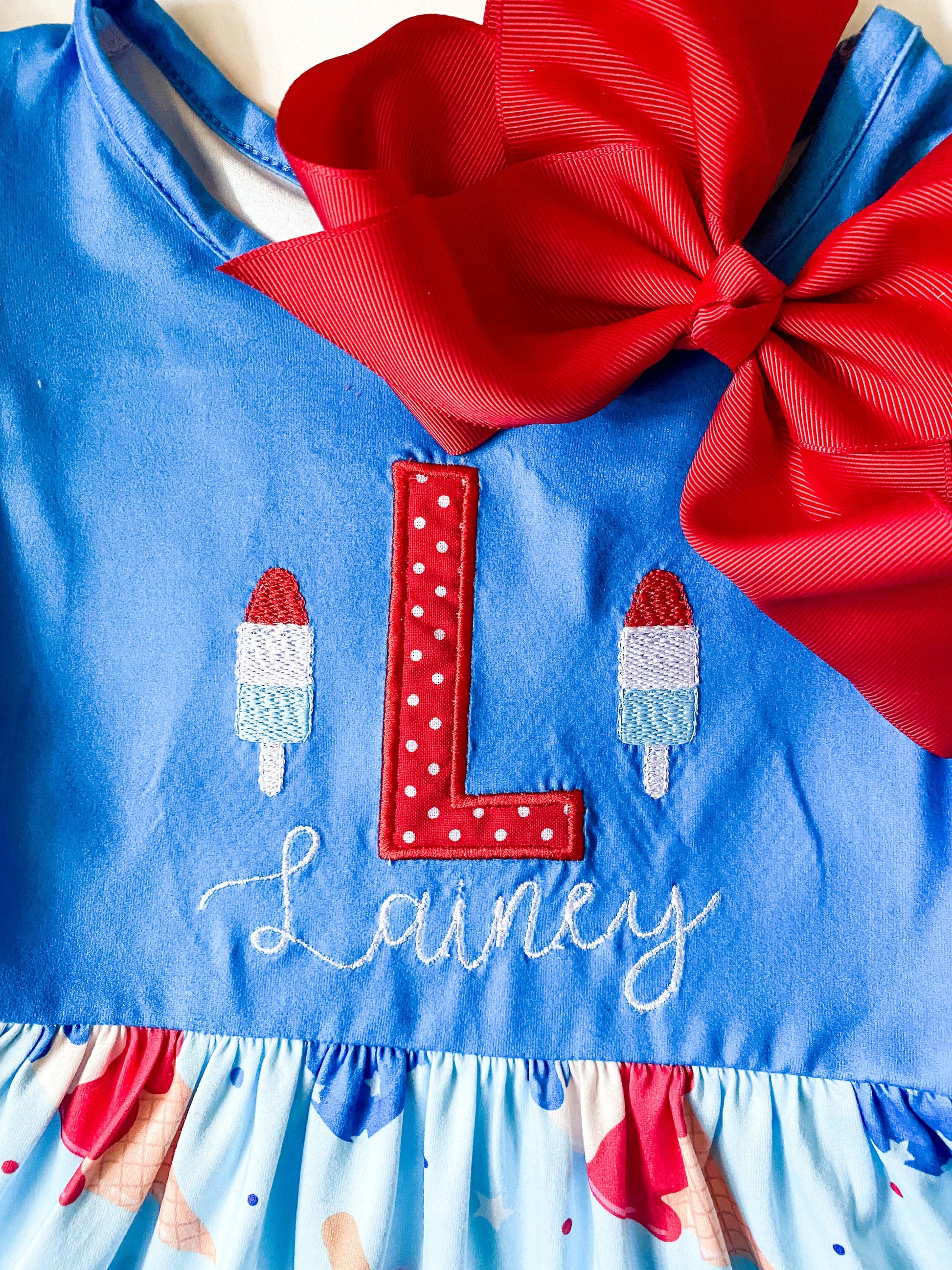 Patriotic Popsicle Monogram Dress - Customizable Summer Style - Savannah Creations
