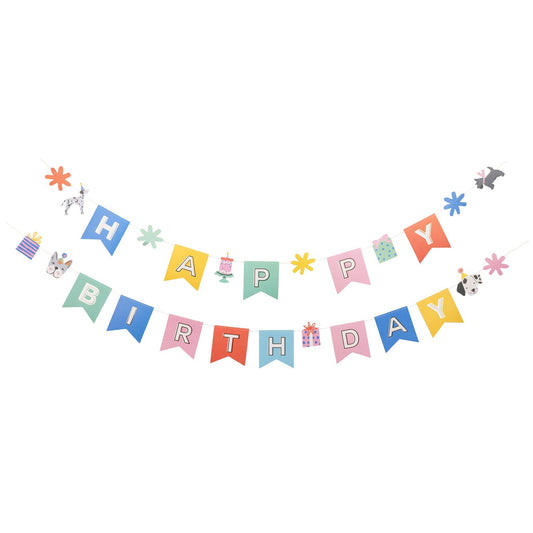 Paw-ty Time Happy Birthday Dog Banner Set – Gold Foil, 2pc - Savannah Creations