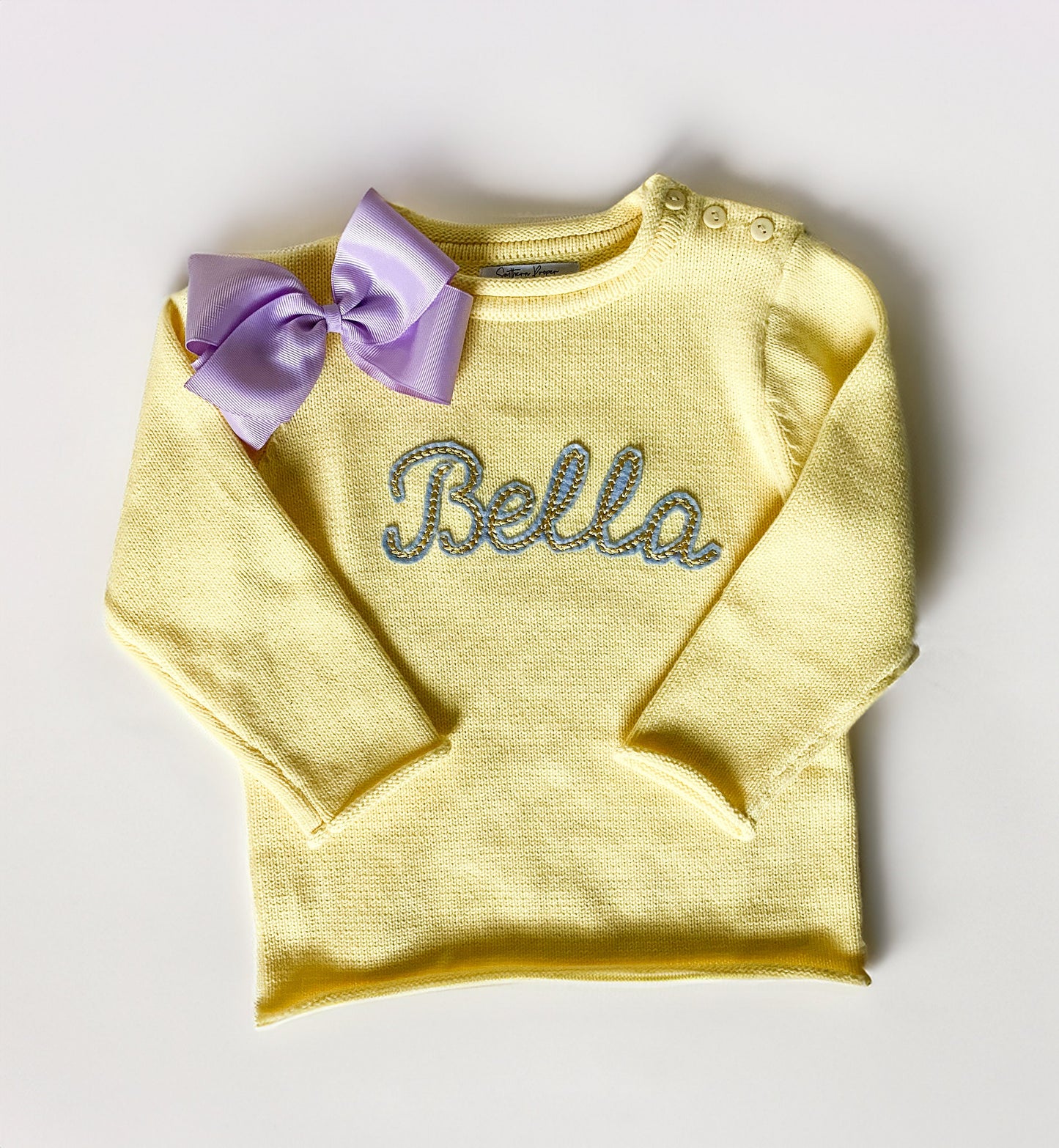 Monogrammed Felted Name Cotton Sweater, Kids Rollneck, Gift