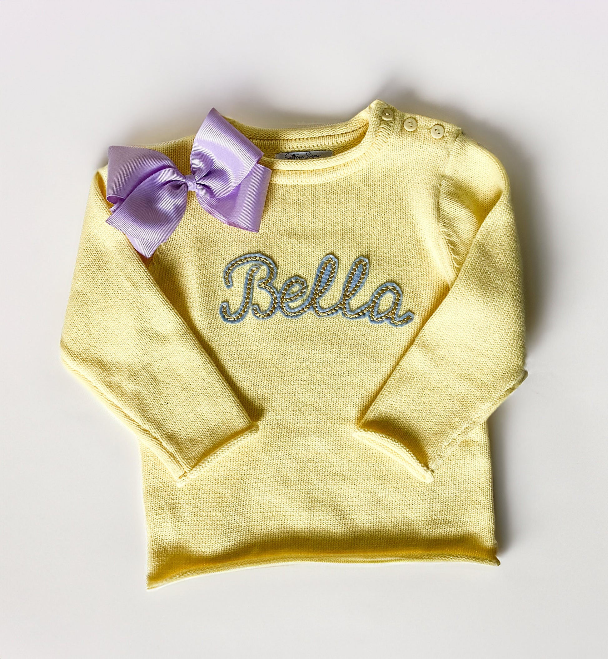Monogrammed Felted Name Cotton Sweater, Kids Rollneck, Gift