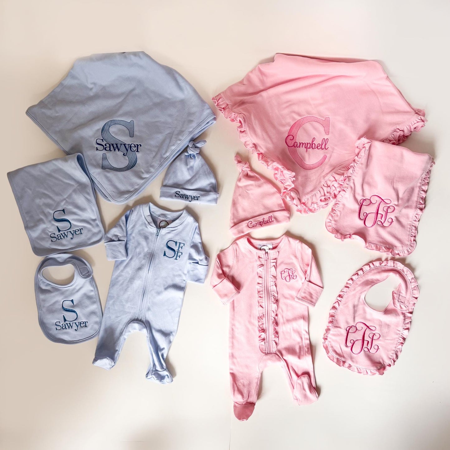 Personalized Baby Coming Home Set, Monogram Baby Gift Set, Newborn Blanket Hat Bib Sleeper Set, Baby Shower Gift, Hospital Outfit __etsy:8046942638