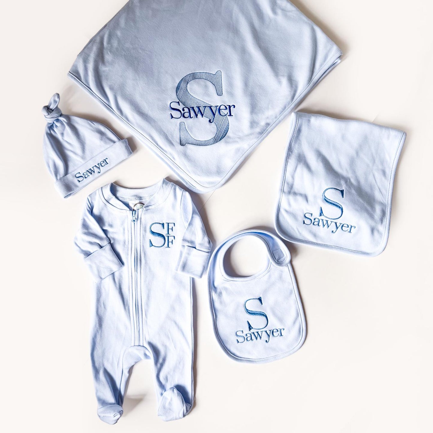 Personalized Baby Coming Home Set, Monogram Baby Gift Set, Newborn Blanket Hat Bib Sleeper Set, Baby Shower Gift, Hospital Outfit __etsy:8046942492