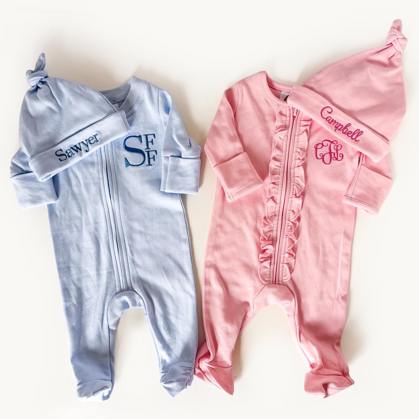 Personalized Baby Coming Home Set, Monogram Baby Gift Set, Newborn Blanket Hat Bib Sleeper Set, Baby Shower Gift, Hospital Outfit __etsy:8094851655