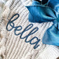 Monogrammed Baby Girl Chunky Knit Sweater, Personalized Name, Bow Outfit