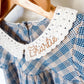 Monogrammed Plaid Dress | Embroidered Lace Collar, Boutique Toddler Outfit