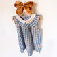 Monogrammed Plaid Dress | Embroidered Lace Collar, Boutique Toddler Outfit
