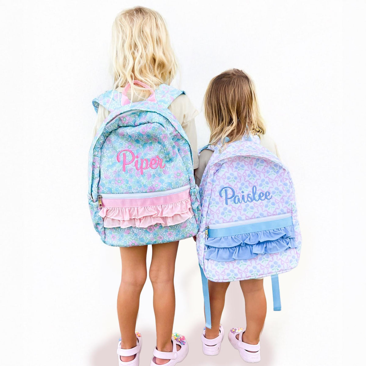 Girls Ruffle Backpack Charming Personalized Bow & Ruffle Backpack for Little Girls – Savannah ...