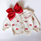 Personalized Baby Cardigan: Embroidered Name, Coquette Bow Sweater Valentine's