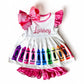 Girls' Back to School Crayon Outfit: Monogrammed 2-Piece Set