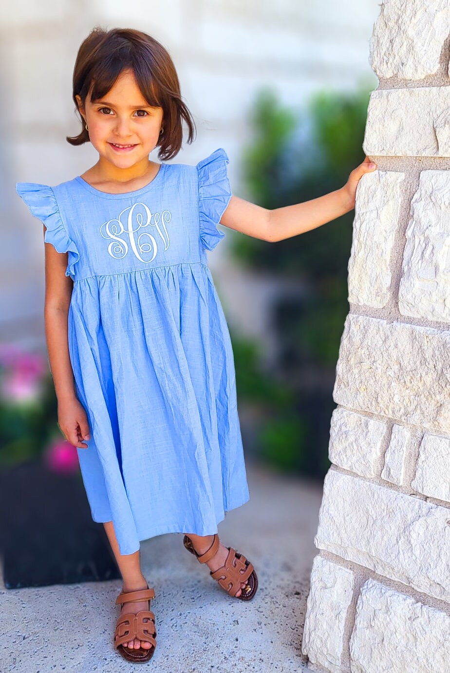 Personalized Embroidered Cotton Linen Dress for Girls - Savannah Creations
