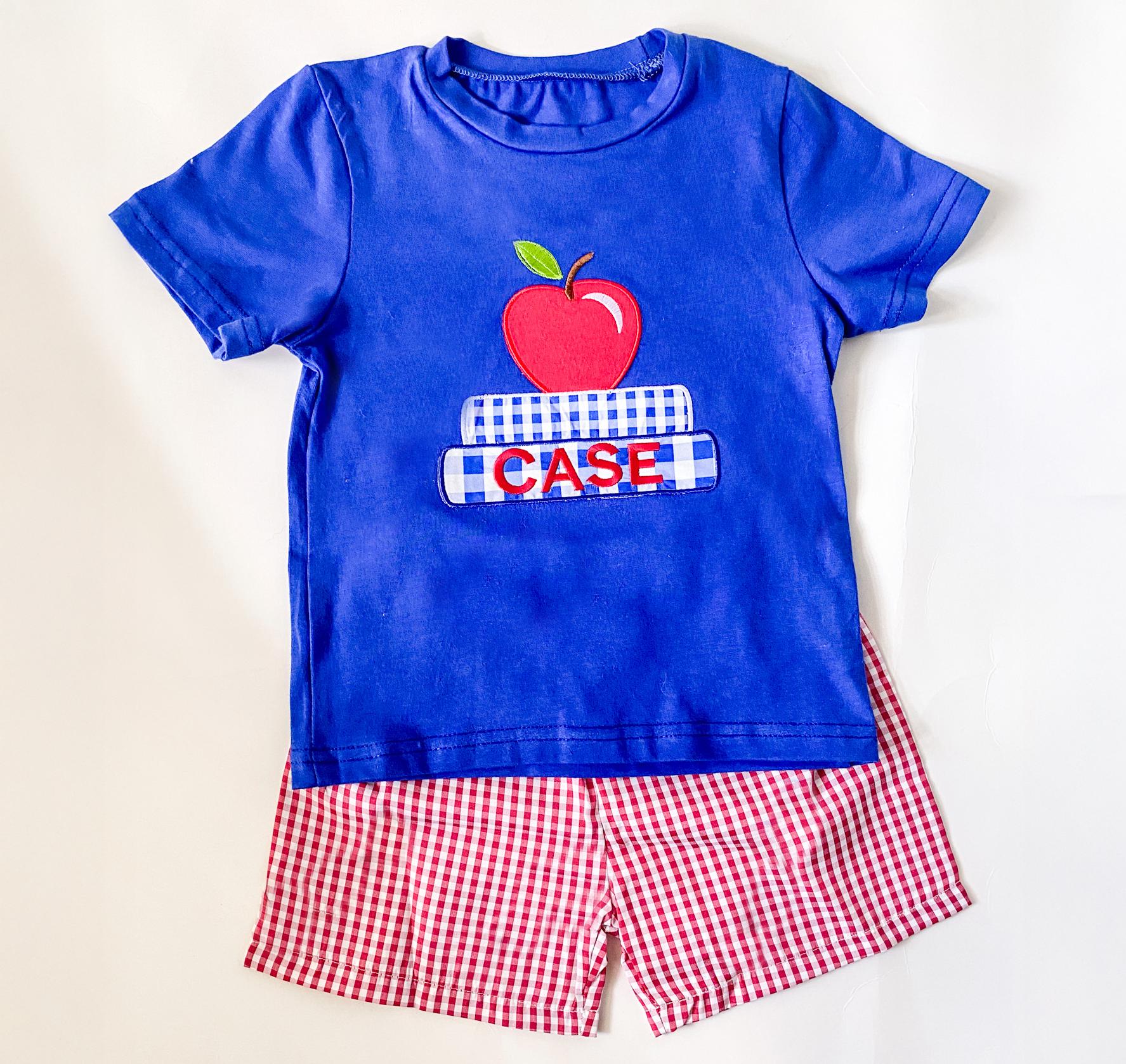 Boy's Embroidered Back to School Outfit: Personalized Cotton Set
