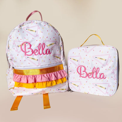 Personalized Kids Backpack & Lunchbox Set, Custom Name School Bag, Pendant Flag Print Backpack, Back to School Set