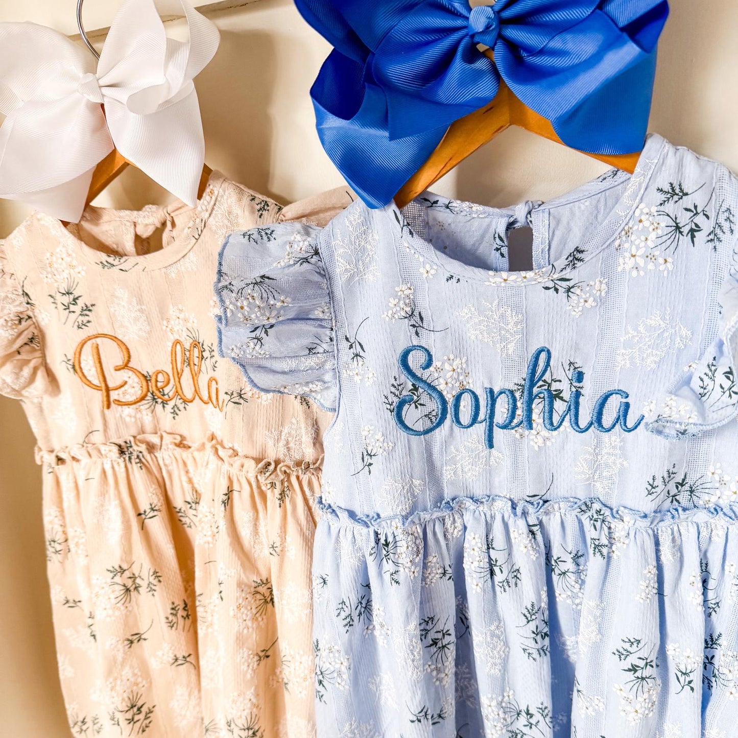 Personalized Floral Girls Dress | Monogrammed Spring & Easter Outfit | Custom Name Boutique Dress