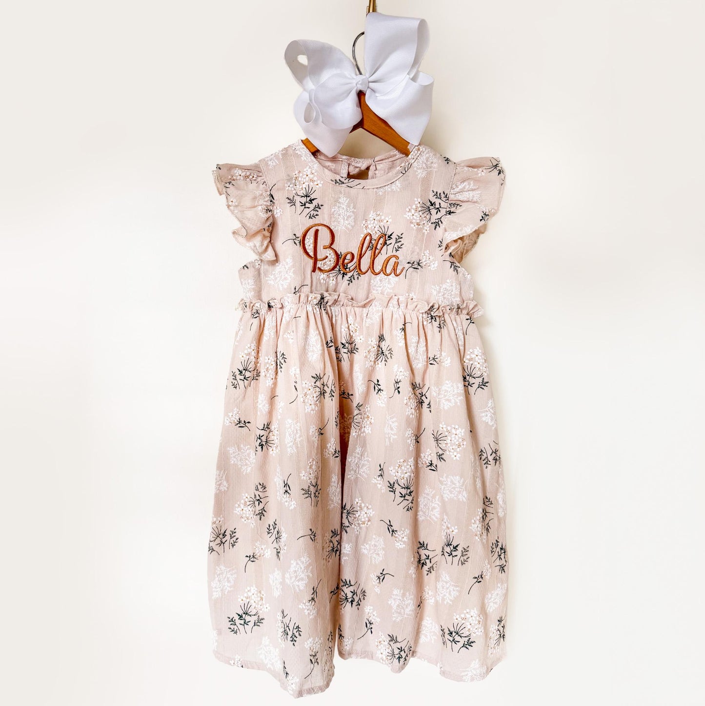 Personalized Floral Girls Dress | Monogrammed Spring & Easter Outfit | Custom Name Boutique Dress
