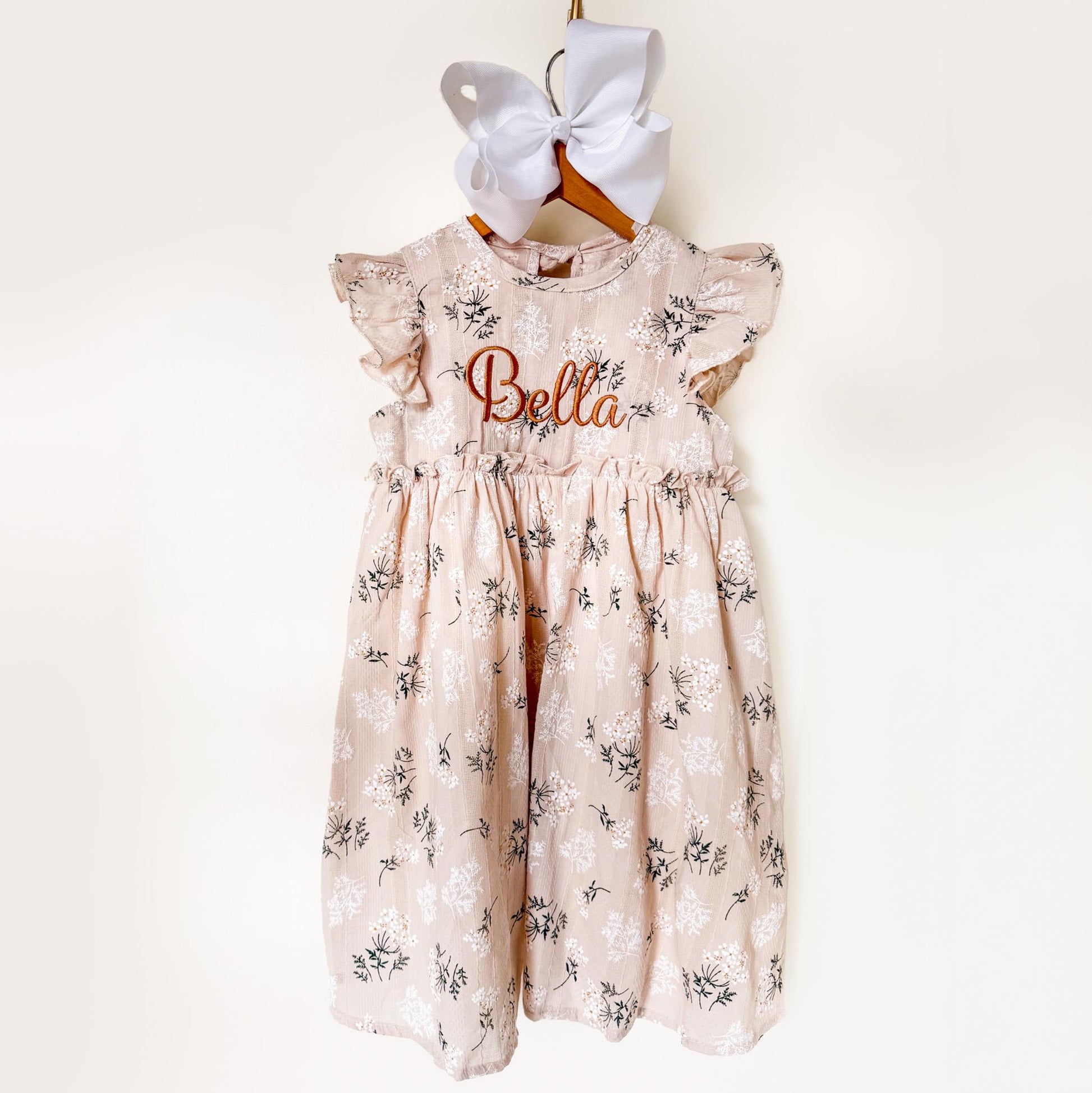 Personalized Floral Girls Dress | Monogrammed Spring & Easter Outfit | Custom Name Boutique Dress