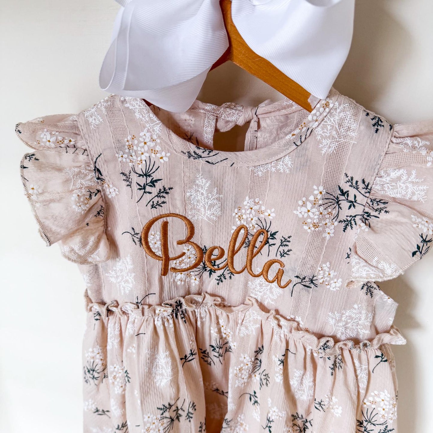 Personalized Floral Girls Dress | Monogrammed Spring & Easter Outfit | Custom Name Boutique Dress