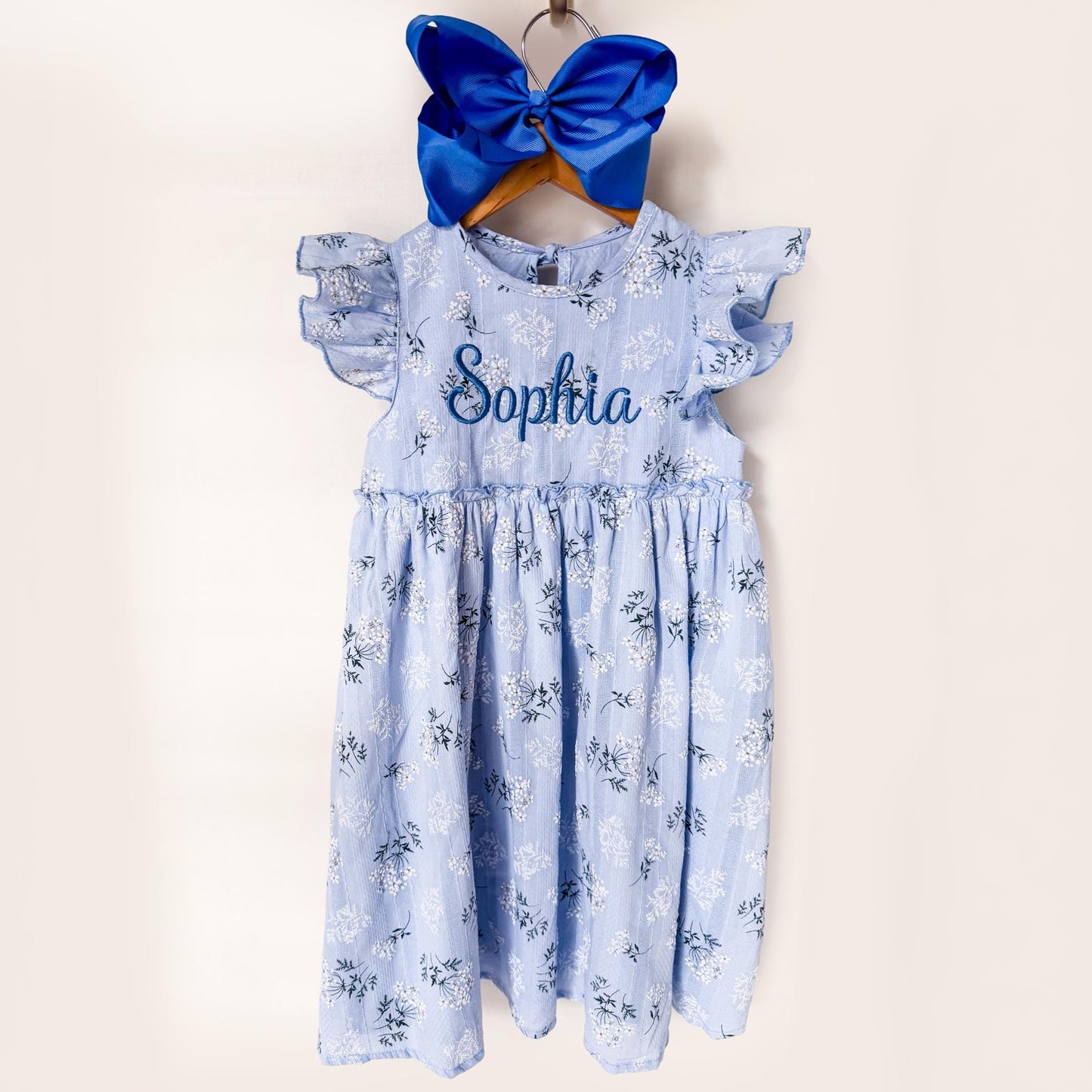 Personalized Floral Girls Dress | Monogrammed Spring & Easter Outfit | Custom Name Boutique Dress