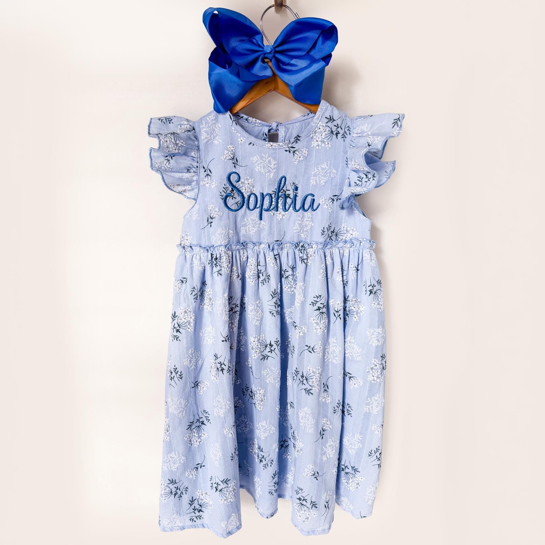 Personalized Floral Girls Dress | Monogrammed Spring & Easter Outfit | Custom Name Boutique Dress