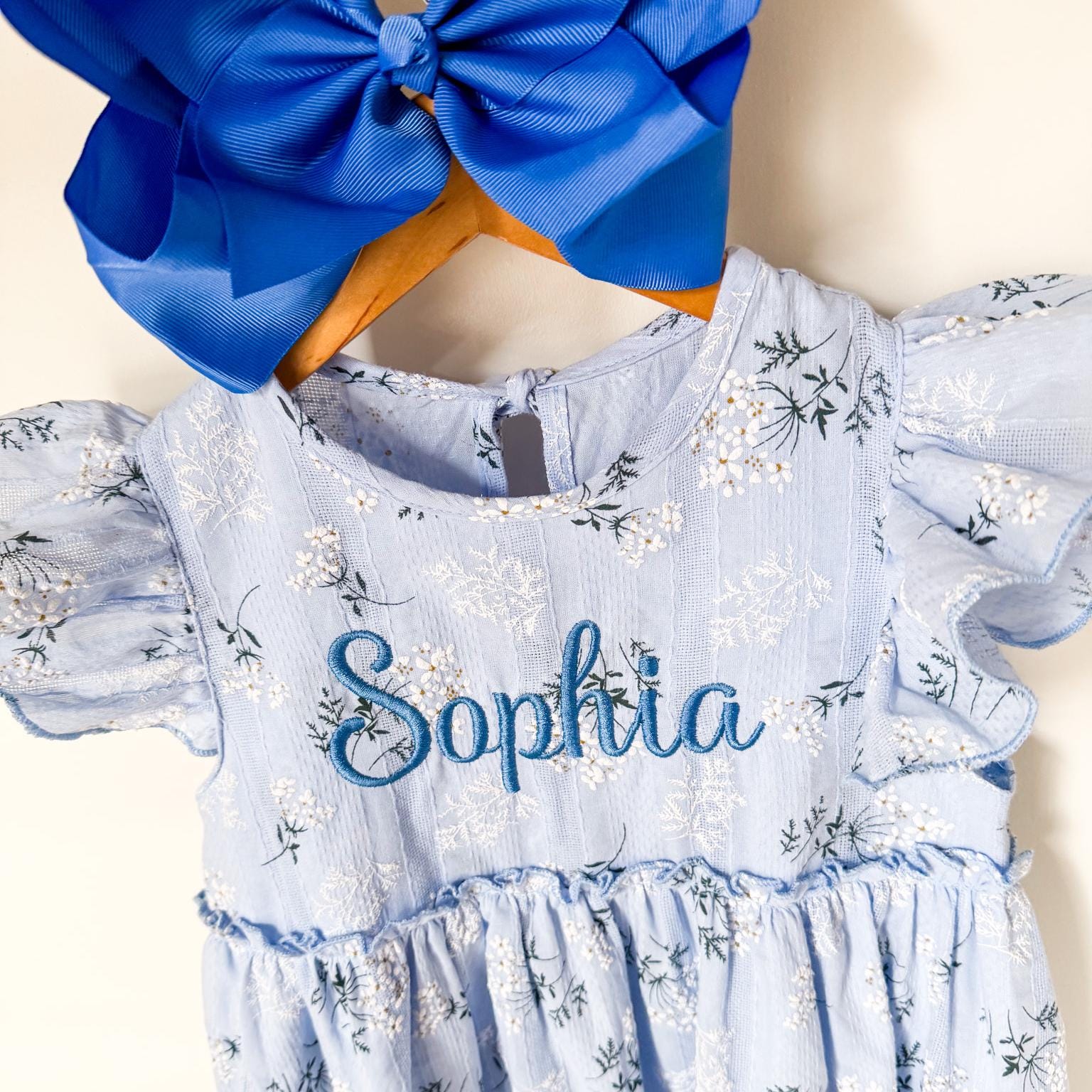 Personalized Floral Girls Dress | Monogrammed Spring & Easter Outfit | Custom Name Boutique Dress