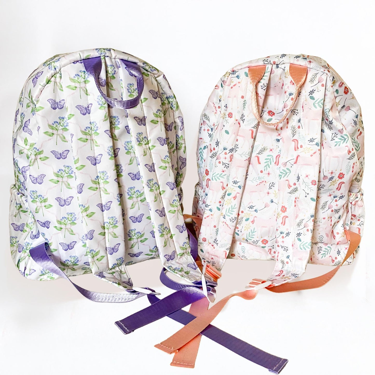 Girls Unicorn Butterfly Backpack, Floral Ruffle, Monogrammed