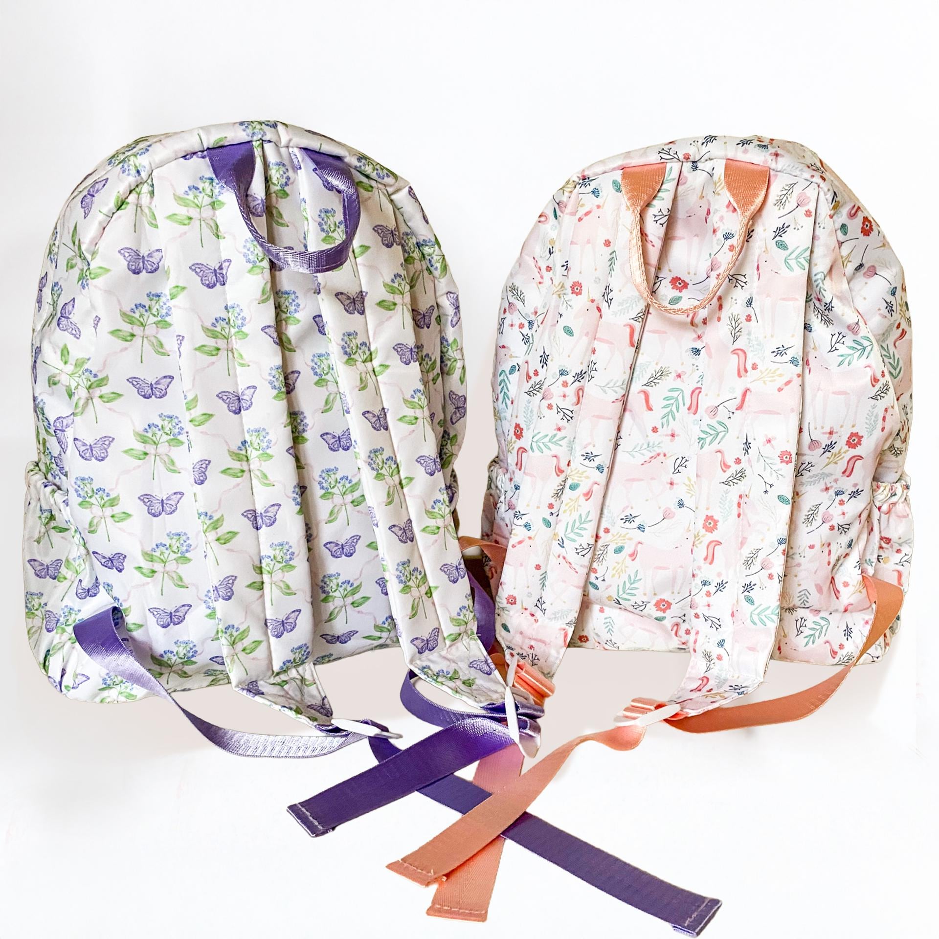 Girls Unicorn Butterfly Backpack, Floral Ruffle, Monogrammed