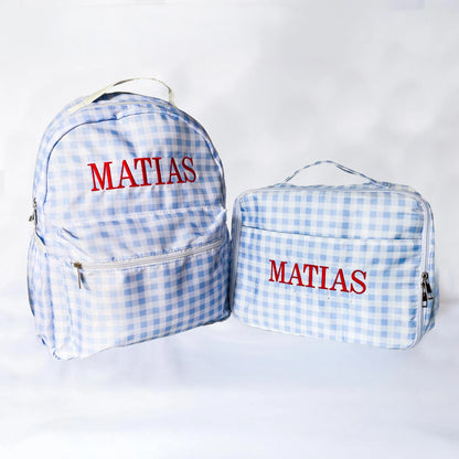 Personalized Gingham Backpack & Lunchbox Set for Kids - Savannah Creations