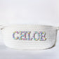 Monogrammed Cotton Rope Basket: Pastel Jewel Letter, Girl's Nursery Decor