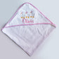Personalized Goose Baby Hooded Towel – Custom Embroidered Bath Towel with Gingham Trim