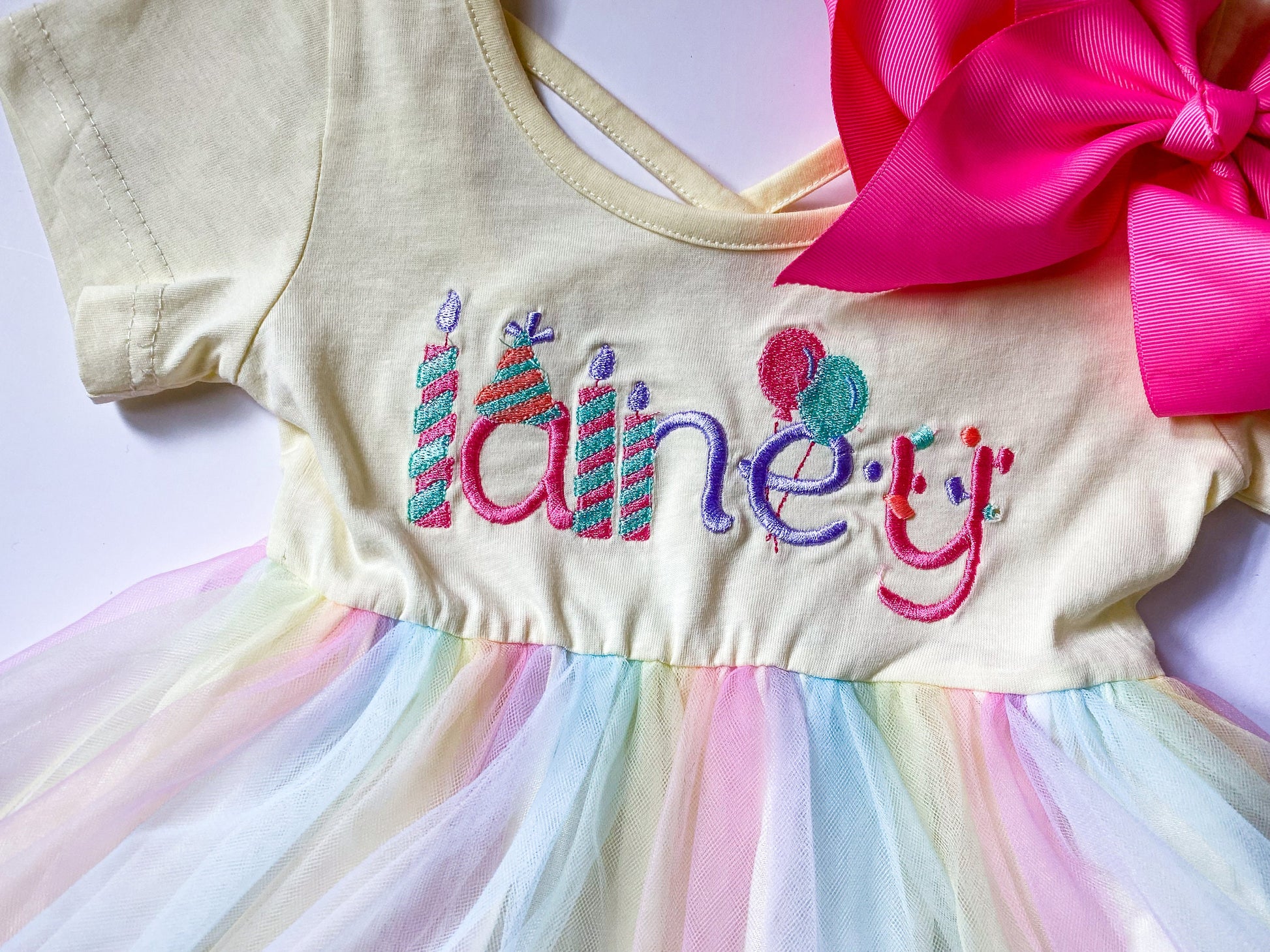 Personalized Pastel Rainbow Tutu Dress: Embroidered Birthday Outfit