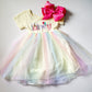 Personalized Pastel Rainbow Tutu Dress: Embroidered Birthday Outfit