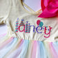 Personalized Pastel Rainbow Tutu Dress: Embroidered Birthday Outfit