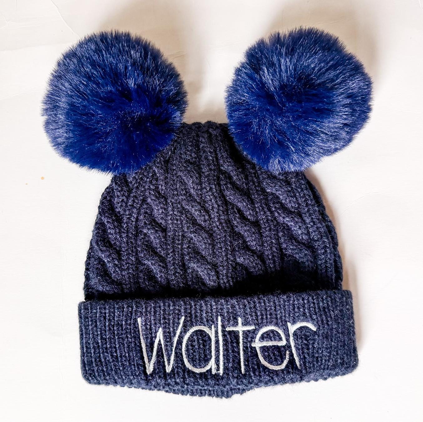 Monogrammed Baby Beanie: Personalized Pom Pom Knit Winter Hat