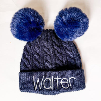 Monogrammed Baby Beanie: Personalized Pom Pom Knit Winter Hat