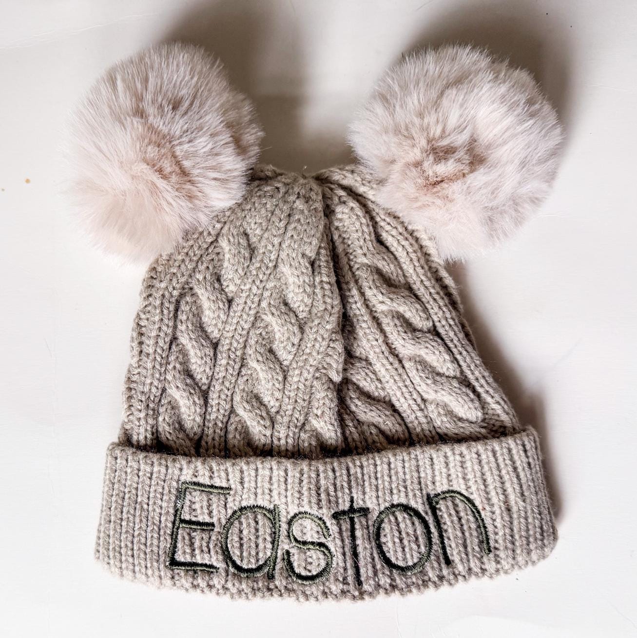 Monogrammed Baby Beanie: Personalized Pom Pom Knit Winter Hat