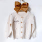 Girl’s Baby Monogrammed Customized Cardigan with Puff Details, Baby Shower Gift, Christmas Family Photos