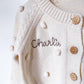 Girl’s Baby Monogrammed Customized Cardigan with Puff Details, Baby Shower Gift, Christmas Family Photos
