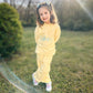 Personalized Girls Sweatsuit Set, Embroidered Name Outfit, Scalloped Hem Pants, Bow Included