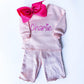 Personalized Girls Sweatsuit Set, Embroidered Name Outfit, Scalloped Hem Pants, Bow Included
