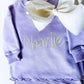 Personalized Girls Sweatsuit Set, Embroidered Name Outfit, Scalloped Hem Pants, Bow Included
