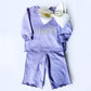 Personalized Girls Sweatsuit Set, Embroidered Name Outfit, Scalloped Hem Pants, Bow Included