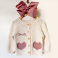 Personalized Baby Cardigan: Embroidered Name, heart knitted Sweater