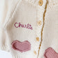 Personalized Baby Cardigan: Embroidered Name, heart knitted Sweater