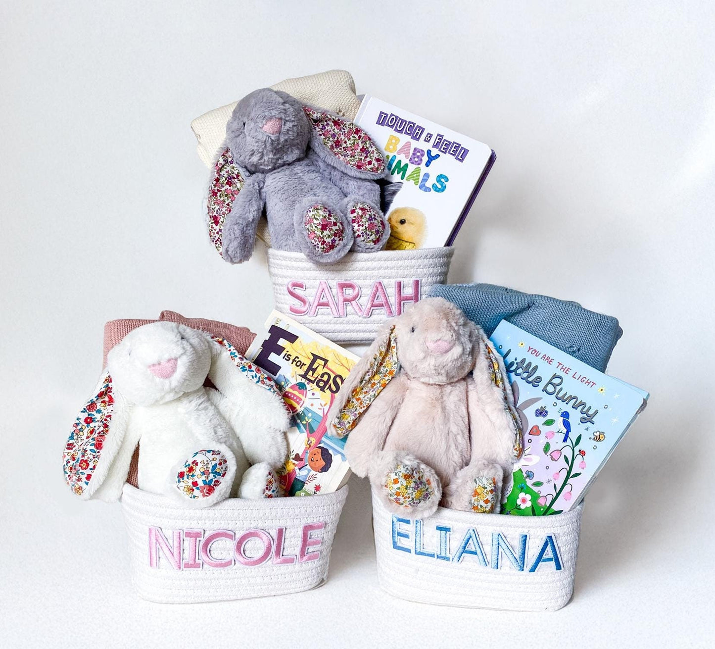 Personalized Baby's First Easter Basket: Bunny, Blanket & Book
